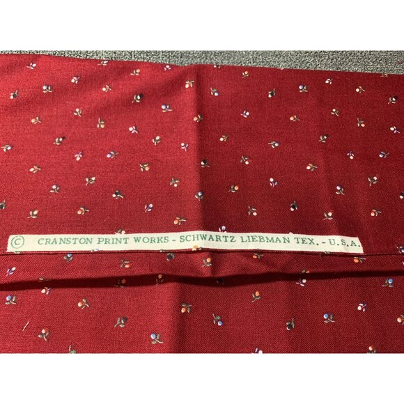 Vintage Cranston Print Works Floral Fabric 1/4 yard Red Cotton Crafts & Sewing P - Picture 5 of 5